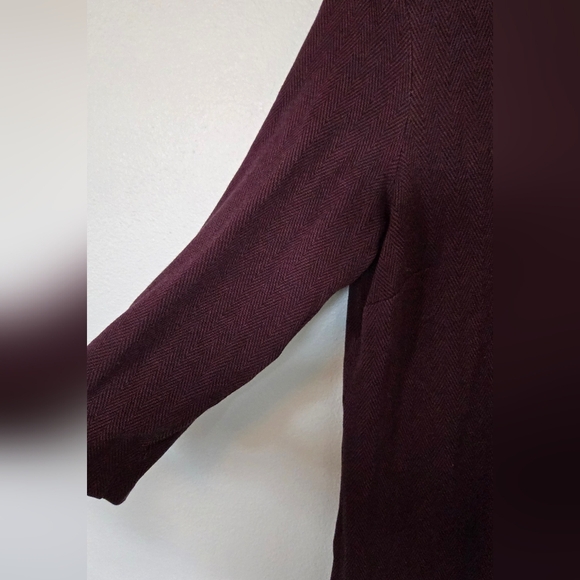J. Jill Dress Herringbone Ponte Knit 3/4 Sleeve Scoop Neck Burgundy Size Small - Picture 3 of 10
